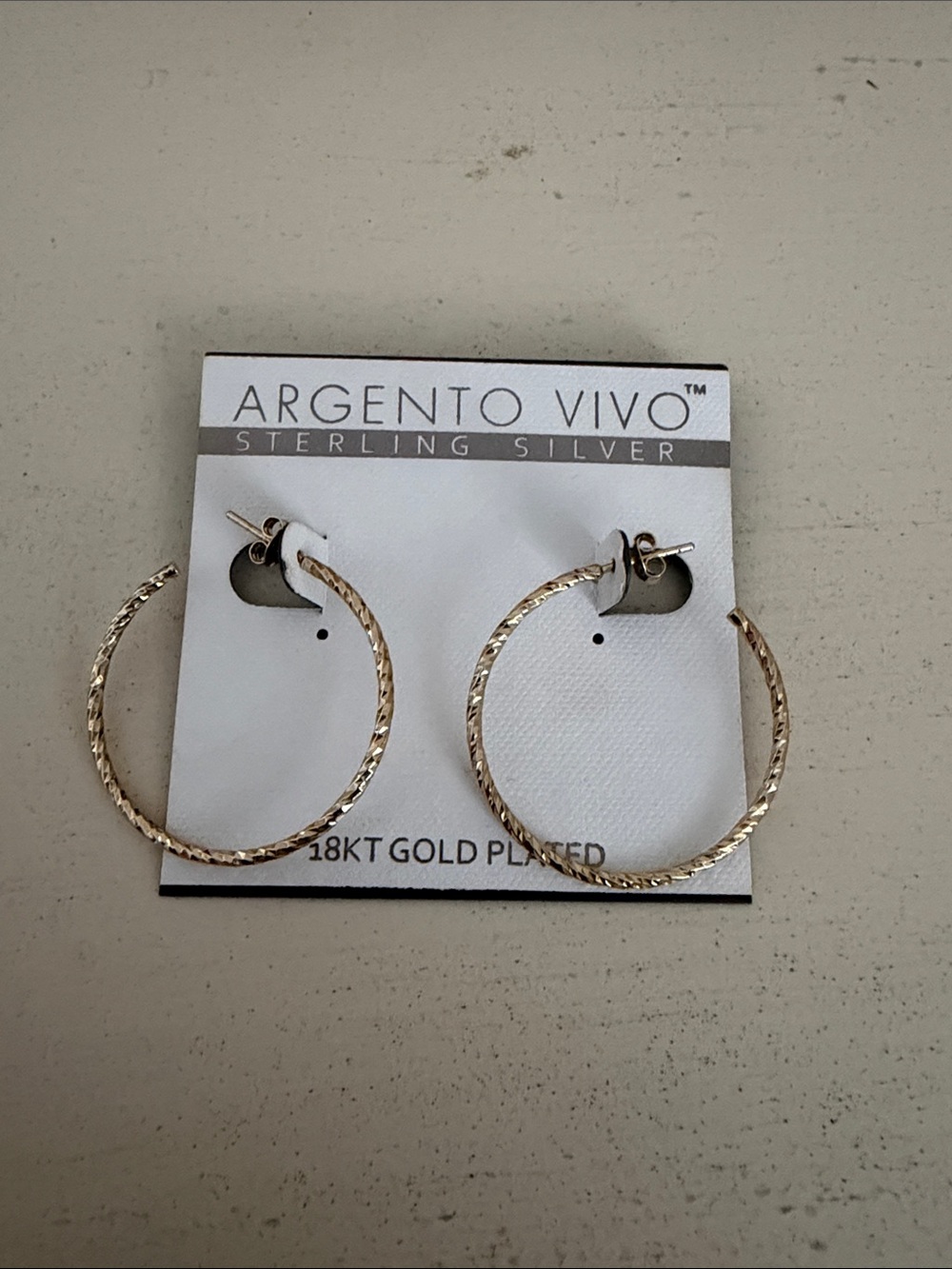 Argento Vivo 18KT Gold Plated Textured Hoop Earrings - Gold